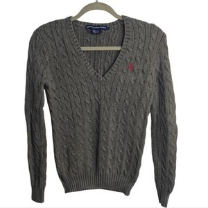 Polo by Ralph Lauren 100% Cotton Charcoal V-Neck Sweater M